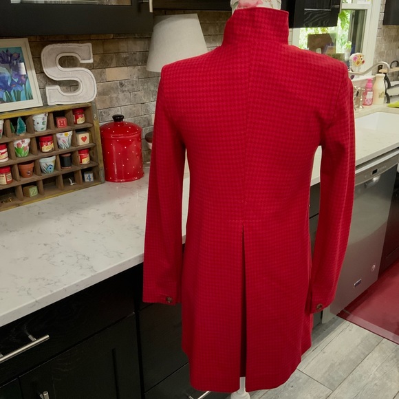 CAbi Celebration Red Houndstooth Ruffle Longline Wrap Jacket Coat 3546 Womens XS - Picture 4 of 16